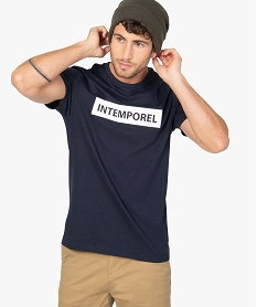 GEMO Tee-shirt homme avec inscription contrastante sur l’avant Bleu