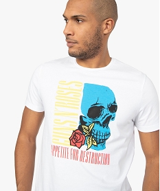 GEMO Tee-shirt homme manches courtes imprimé - Guns n Roses Blanc