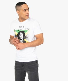 GEMO Tee-shirt homme avec motif Bob Marley - Zion Blanc