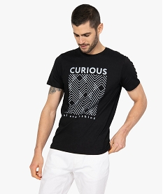 GEMO Tee-shirt homme avec motif visible dans le noir Noir