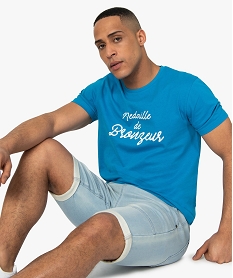 GEMO Tee-shirt homme avec inscription humoristique Bleu