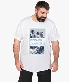 GEMO Tee-shirt homme à manches courtes avec motifs palmiers Blanc