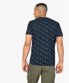 tee-shirt homme a manches courtes avec motif oiseaux bleuB500201_3