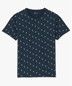 tee-shirt homme a manches courtes avec motif oiseaux bleu tee-shirtsB500201_4
