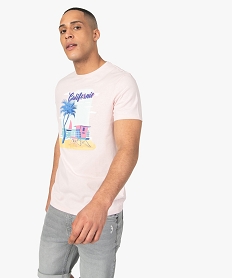 GEMO Tee-shirt homme avec large motif Californie Rose