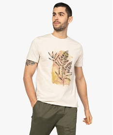 GEMO Tee-shirt homme avec large motif fleuri Beige