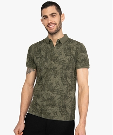 polo homme a manches courtes imprime tropical vert tee-shirtsB501001_2