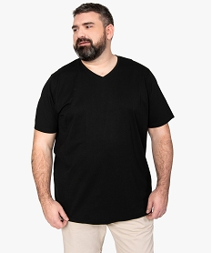 GEMO Tee-shirt homme à manches courtes et col V Noir