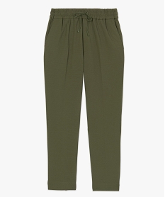pantalon femme en toile avec large ceinture elastiquee vert pantalonsB516101_4