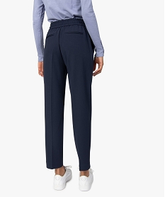 pantalon femme en toile avec large ceinture elastiquee bleu pantalonsB516201_3