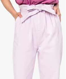 pantalon femme taille haute - lulu castagnette violet pantalonsB518201_2