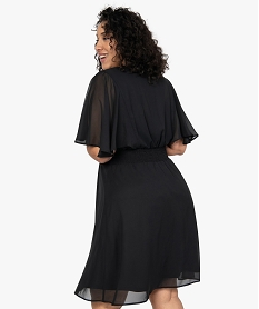 robe femme grande taille en voile a taille smockee noirB531001_3
