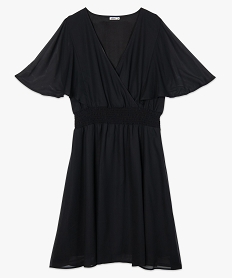 robe femme grande taille en voile a taille smockee noirB531001_4