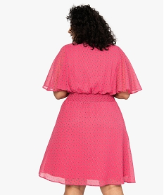 robe femme grande taille en voile a taille smockee et motif fleuri rose robesB531101_3