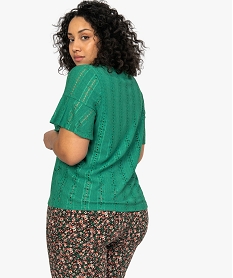 tee-shirt femme grande taille en maille fantaisie ajouree vert tee shirts tops et debardeursB548301_3