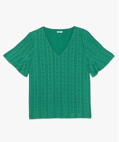 tee-shirt femme grande taille en maille fantaisie ajouree vert tee shirts tops et debardeursB548301_4