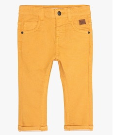 GEMO Pantalon bébé garçon coupe slim en toile extensible Jaune