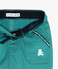 pantalon bebe garcon avec poches surpiquees – lulu castagnette vert pantalonsB565401_2