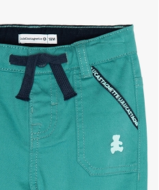 pantalon bebe garcon avec poches surpiquees – lulu castagnette vert pantalonsB565401_3