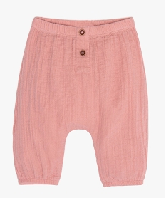 GEMO Pantalon bébé fille en gaze 100% coton biologique Rose