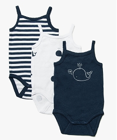 GEMO Body bébé fille à bretelles thème marin (lot de 3) Bleu