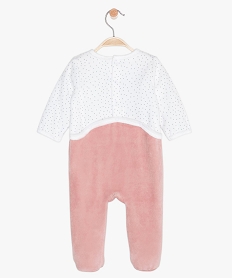 pyjama bebe en velours motif licorne a pont-dos pressionne rose pyjamas veloursB607701_3