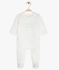 GEMO Pyjama bébé en velours à pont-dos pressionné Blanc