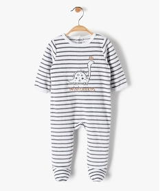 pyjama bebe garcon en velours raye et brode beigeB608501_1