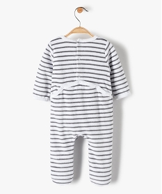 pyjama bebe garcon en velours raye et brode beigeB608501_4