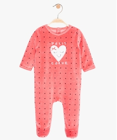 GEMO Pyjama bébé en velours à pois Rose