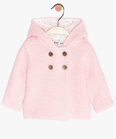 gilet bebe tricote avec capuche rose giletsB610501_1