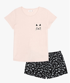 GEMO Pyjashort fille avec motifs chats Rose