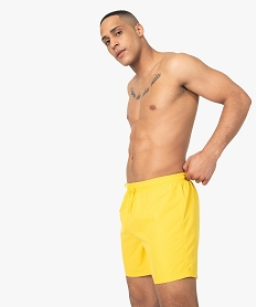 GEMO Short de bain homme uni Jaune