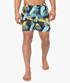 GEMO Short de bain homme motif feuillage multicolore Bleu