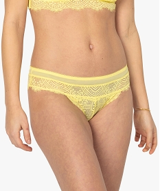 GEMO Culotte femme en dentelle et tulle Jaune