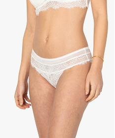 GEMO Culotte femme en dentelle et tulle Blanc