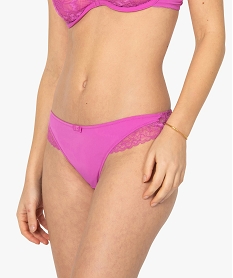 GEMO Culotte femme microfibre et dentelle Rose