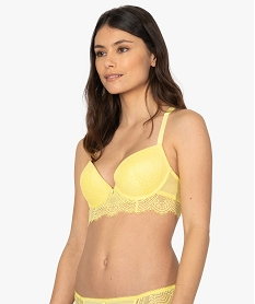 soutien-gorge femme en dentelle avec dos croise jaune soutien gorge avec armaturesB649001_1