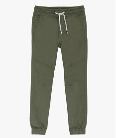 pantalon garcon en toile avec taille et chevilles elastiquees vert pantalonsB656901_2