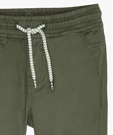 pantalon garcon en toile avec taille et chevilles elastiquees vert pantalonsB656901_3