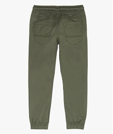 pantalon garcon en toile avec taille et chevilles elastiquees vert pantalonsB656901_4