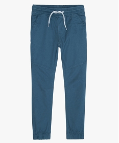 pantalon garcon en toile avec taille et chevilles elastiquees bleuB657101_1