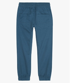 pantalon garcon en toile avec taille et chevilles elastiquees bleuB657101_2