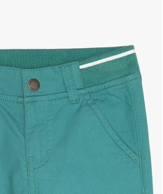 pantalon garcon en toile extensible avec ceinture en bord-cote vert pantalonsB657301_3