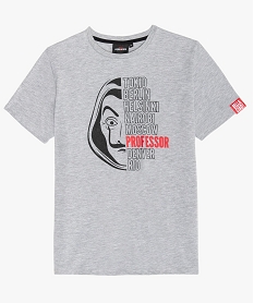 tee-shirt garcon chine imprime - la casa de papel gris tee-shirtsB680101_1