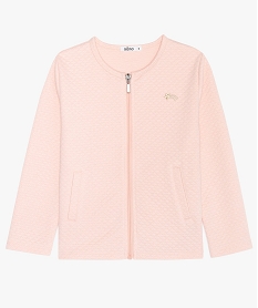 GEMO Sweat fille matelassé et pailleté avec fermeture zippée Rose