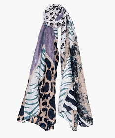 GEMO Foulard femme à motifs animaliers Violet