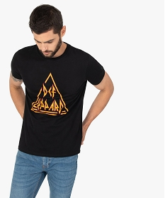 GEMO Tee-shirt homme à manches courtes imprimé - Def Leppard Noir