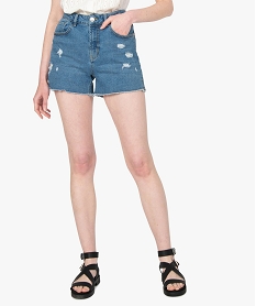 GEMO Short femme en jean déchiré sur l’avant Gris