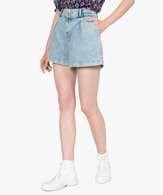 GEMO Short femme en jean large Bleu